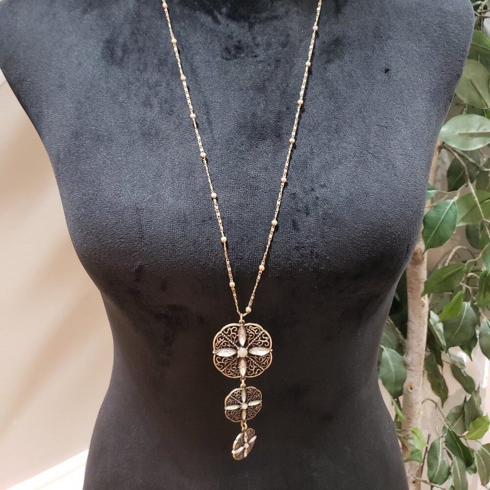 Silver Plated Link Center Crystal Fashion Chain Bohemian Trible Boho Necklace